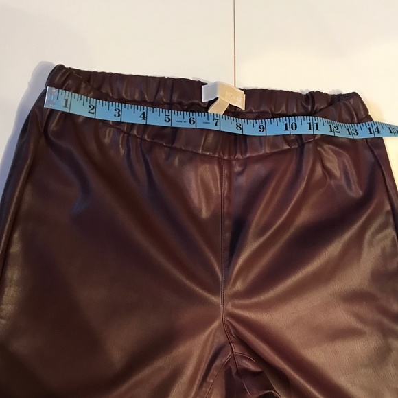 NWHT Michael Kors faux leather Leggings burgundy size M - Picture 3 of 8